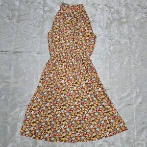 SHEIN Unity Small Floral Print Keyhole Back A-Line Dress Autumn Halter Elegant